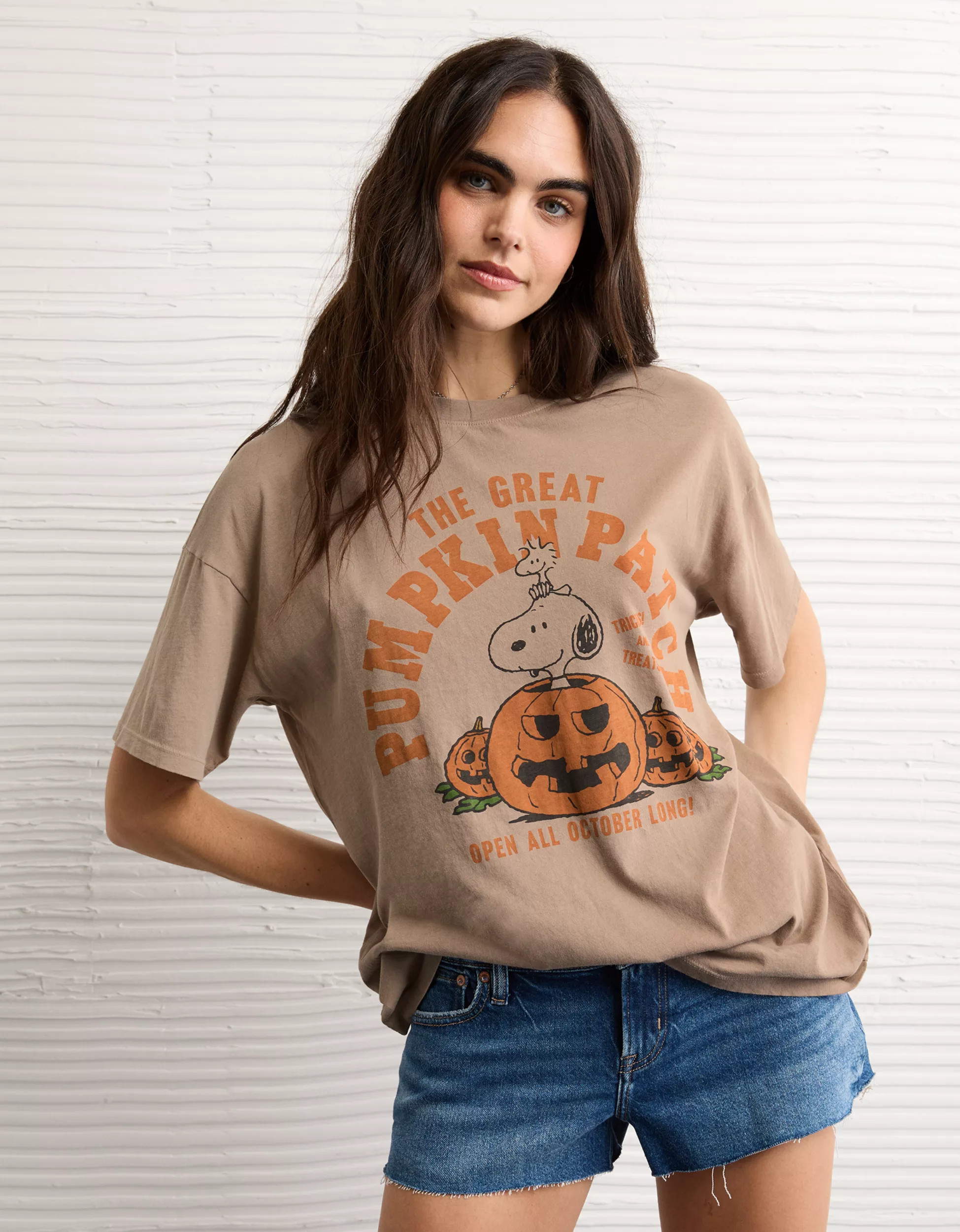 AE Oversized Snoopy Halloween Graphic T-Shirt | American Eagle Outfitters (US & CA)