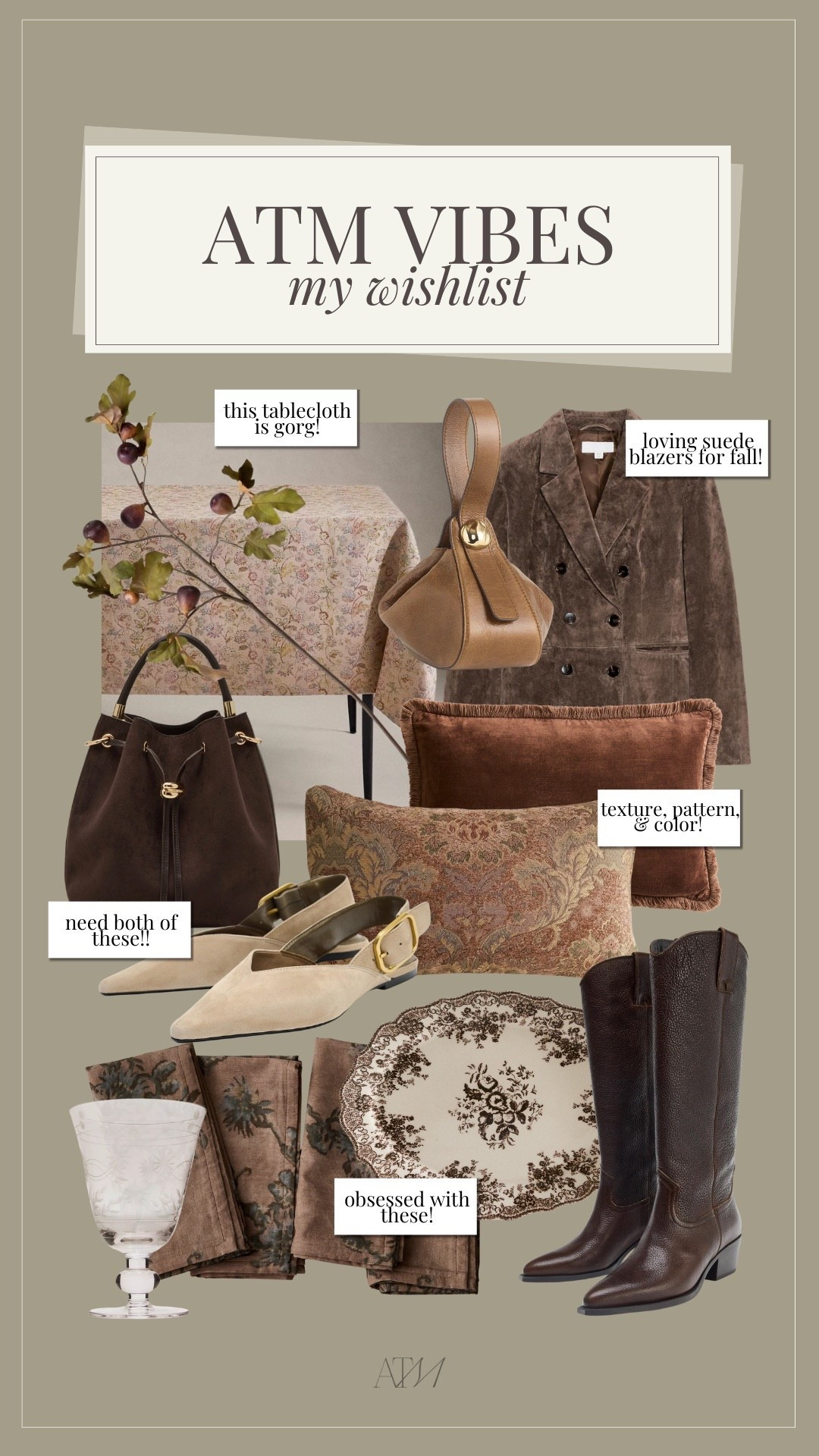 ATM Vibes - My Wishlist!

atm vibes, what I am loving, trending in home for fall, trending fashion for fall, fall fashion trends, zara fashion, h&m home finds, kitchen and dining, hosting finds, hosting, fall pillow 

#LTKSeasonal #LTKStyleTip #LTKHome