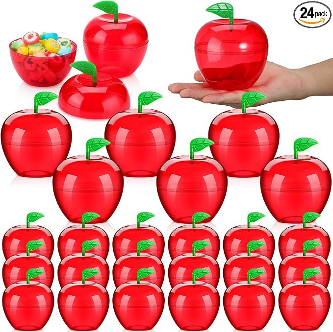 Tanlade Plastic Apple Container Valentine Apple Container Teacher Gifts Bulk Back to School Candy... | Amazon (US)