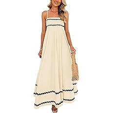 PRETTYGARDEN Women's 2026 Summer Flowy Maxi Dress Casual Sleeveless Spaghetti Strap Ruffle Beach ... | Amazon (US)