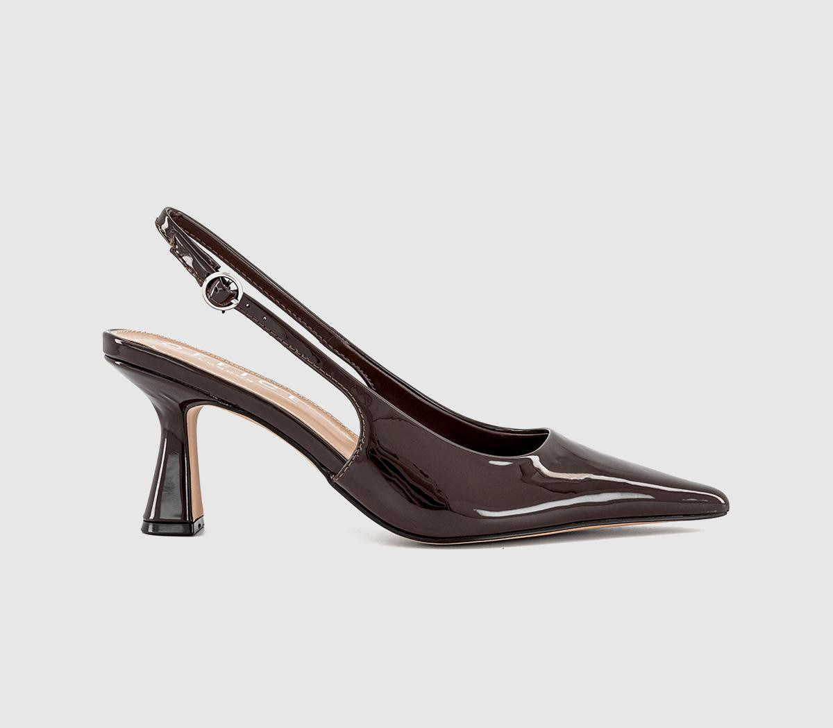 OFFICE Womens Hettie Slingback Court Heels Brown Patent, 6 | Office Shoes (UK)