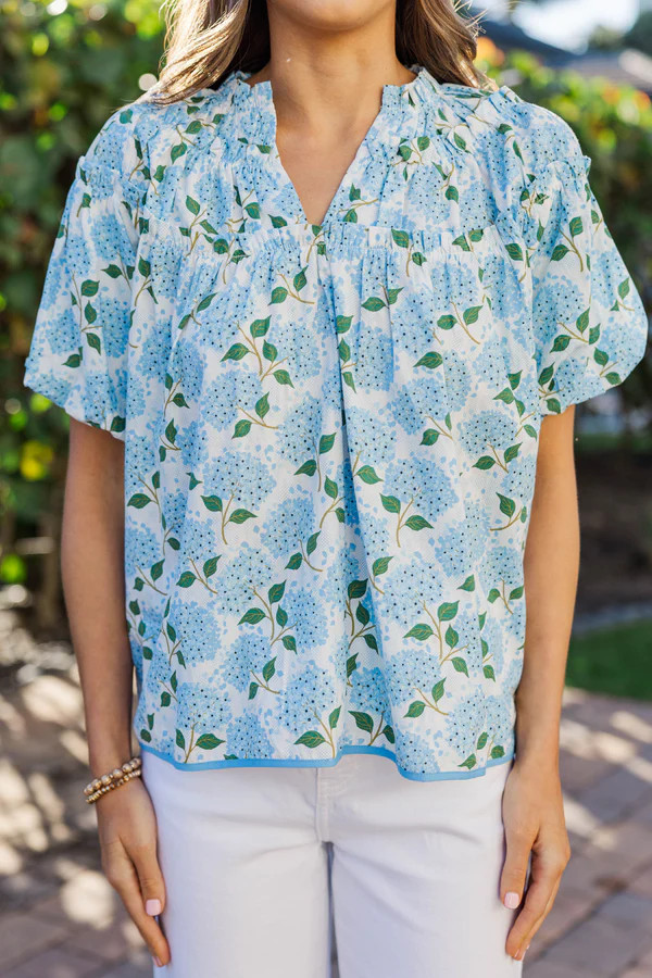 Pull It Together Light Blue Floral Blouse | The Mint Julep Boutique