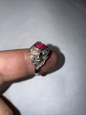 Poison Ring Size 8.75 Ruby Sterling Silver Vintage | eBay US