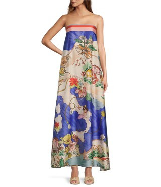 Antonio Melani Lucia Printed Satin Strapless Dress | Dillard's | Dillard's