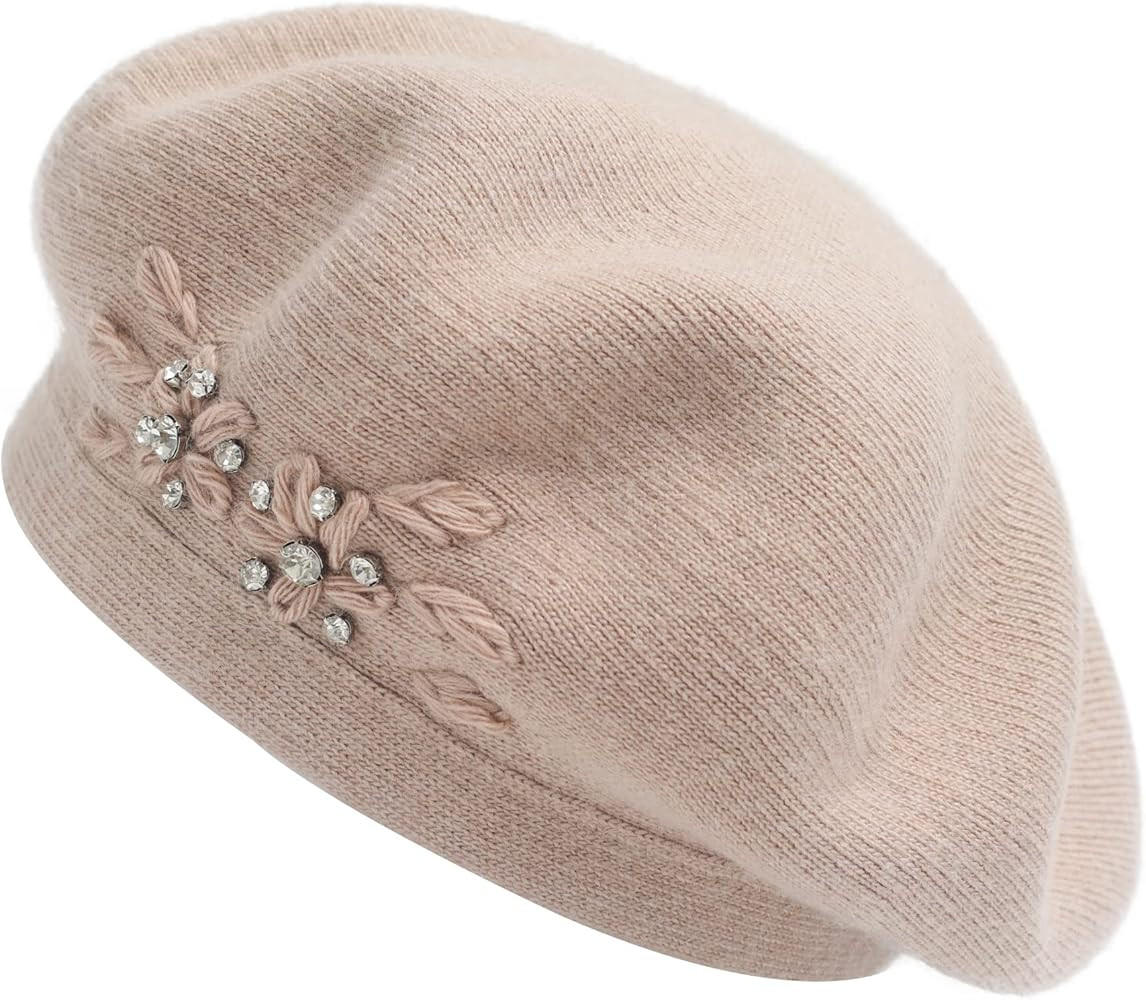 ZLYC Womens French Beret hat, Reversible Solid Color Cashmere Mosaic Warm Beret Cap for Girls | Amazon (US)