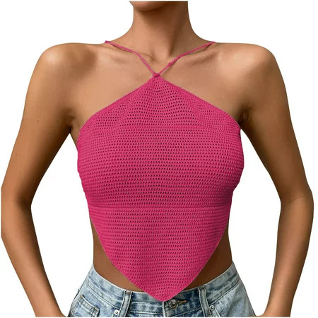 BVnarty Women s Rib Sleeveless Spaghetti Strap Vacation Ladies Travel Clothes Solid Color Plain Stra | Walmart (US)