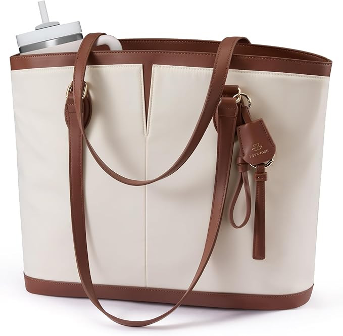 LOVEVOOK Laptop Tote Bag for Women, Lightweight Work Tote with Cup Holder, Waterproof Large Compu... | Amazon (US)