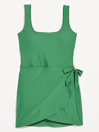 Matte Side-Tie Swim Dress | Old Navy (CA)