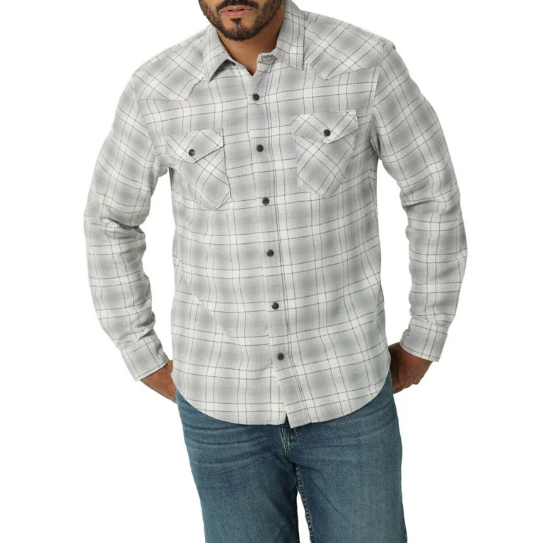 Wrangler® Men's Long Sleeve Regular Fit Brushed Flannel Shirt,Sizes S-5XL | Walmart (US)