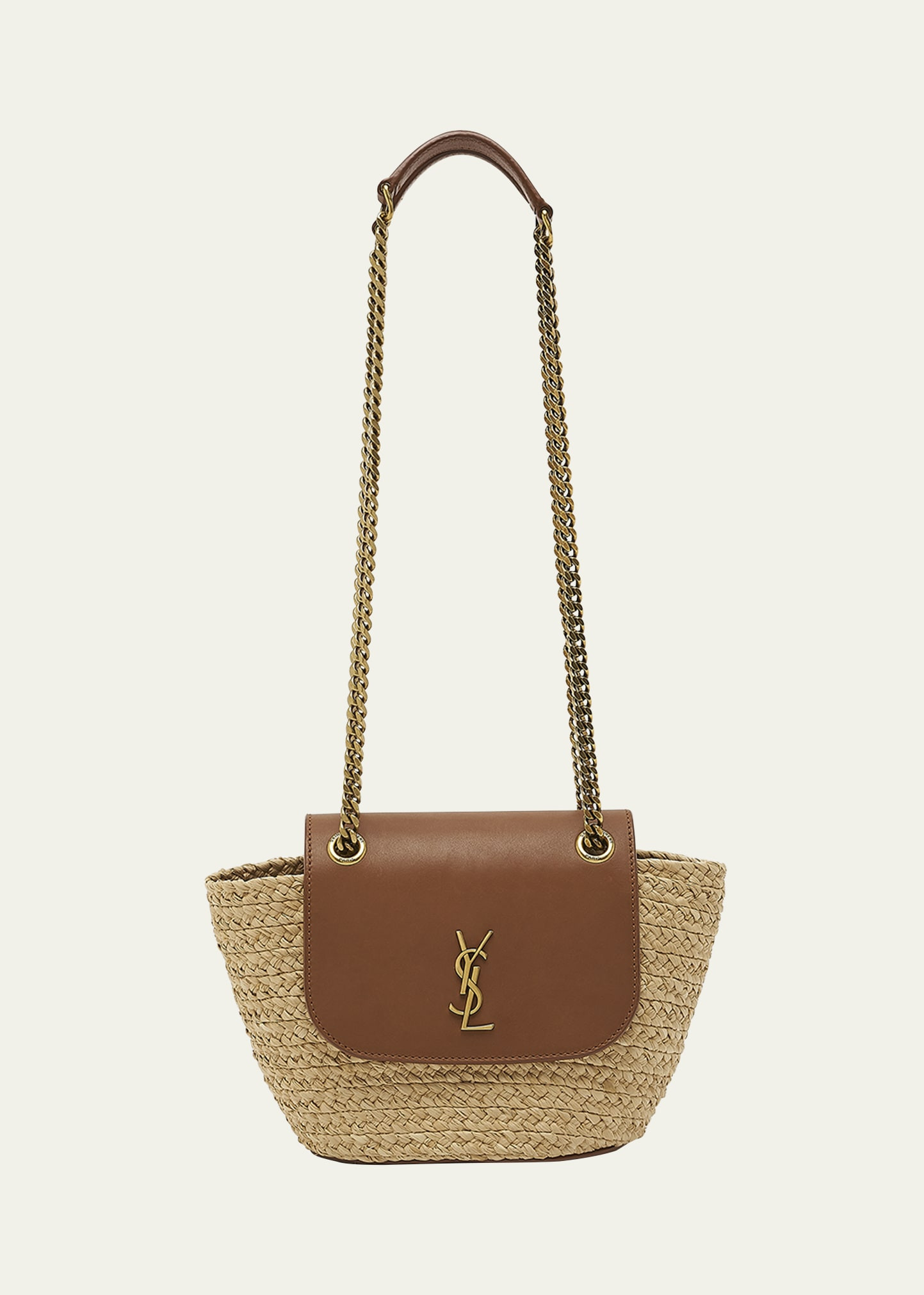Saint Laurent Panier Mini YSL Flap Crossbody Basket Bag in Raffia | Bergdorf Goodman