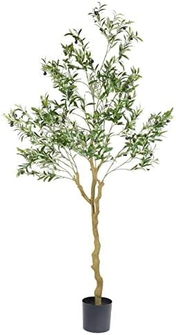 Nafresh Tall Faux Olive Tree，7ft（84in） Realistic Potted Silk Artificial Indoor with Green L... | Amazon (US)