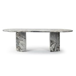 Milan Oval Stone Dining Table with Half Cylinder Legs | Eternity Modern