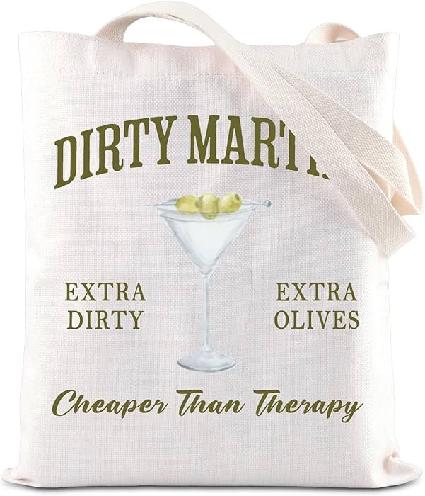 ENSIANTH Martini Lovers Gift Dirty Martini Cheaper Than Therapy Tote Bag Bachelor Bachelorette Pa... | Amazon (US)