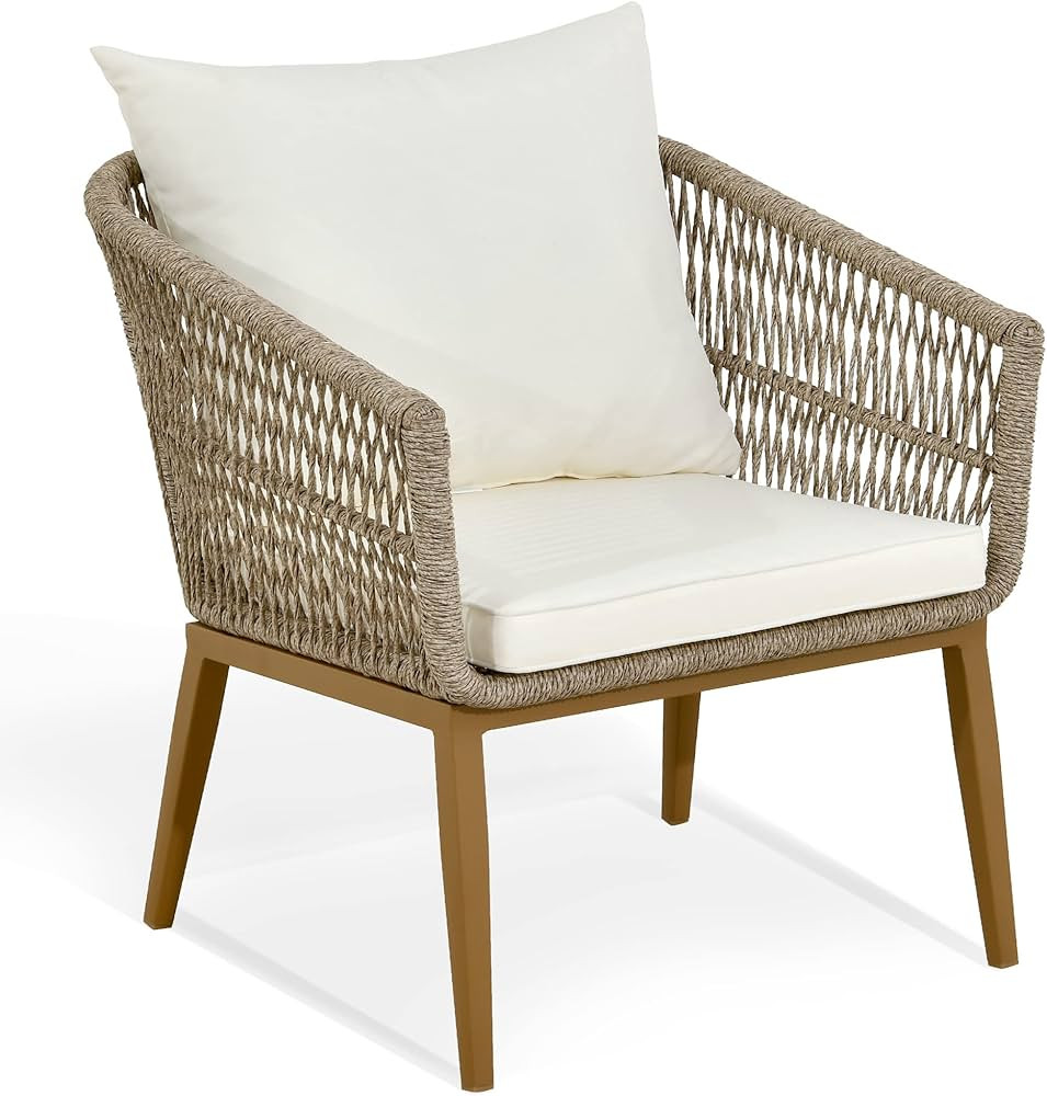 YITAHOME Outdoor Dining Single Sofa Chair, Indoor-Outdoor Wicker Bistro Chairs, PE Rattan Outdoor... | Amazon (US)