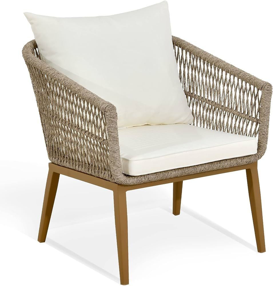 YITAHOME Outdoor Dining Single Sofa Chair, Indoor-Outdoor Wicker Bistro Chairs, PE Rattan Outdoor... | Amazon (US)