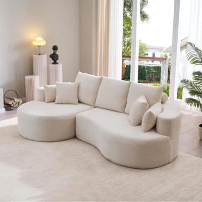 Fabric Cloud Curved Sectional Boucle Sofa, Chaise Lounge, 2 Piece, 106 Inch | Wayfair North America