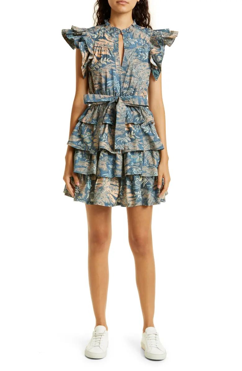 Ulla Johnson Lulua Floral Print Tiered Cotton Poplin Minidress | Nordstrom | Nordstrom