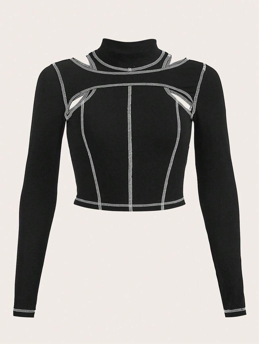 SHEIN CURVE+ Plus Size Women's Hollow Out T-shirt | SHEIN