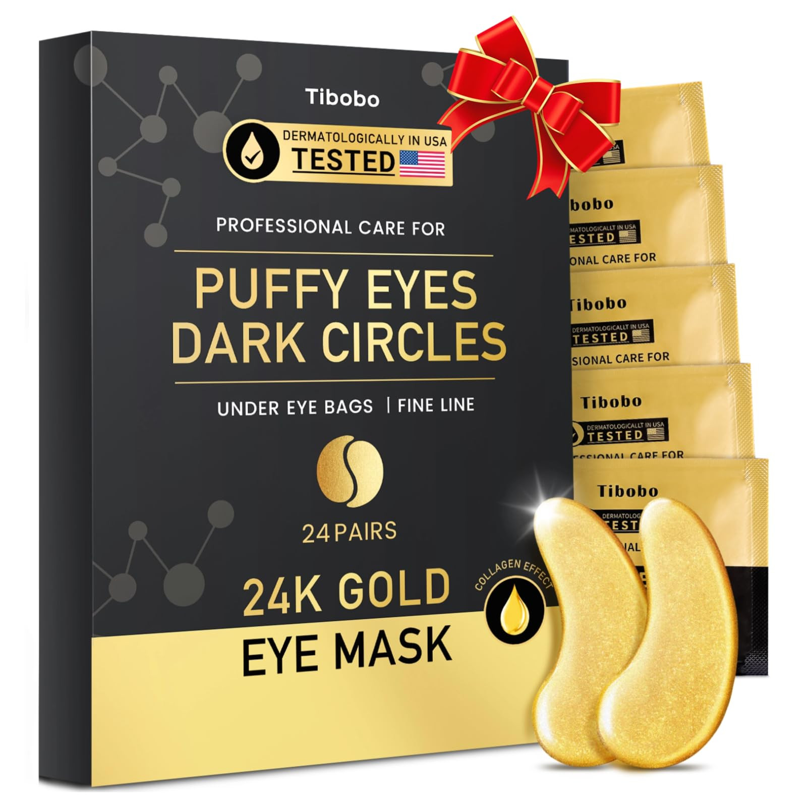 Under Eye Patches (24 Pairs) - 24K Gold Eye Masks Enriched with Abundant Collagen | Diminish Dark Circles and Puffiness | Anti-Aging, Smooth Fine Line, Nourish Skin - Gifts for Women Skin Care | Amazon (US)