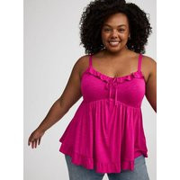 Tiered Ruffle Babydoll Top in Pink | Torrid (US & Canada)
