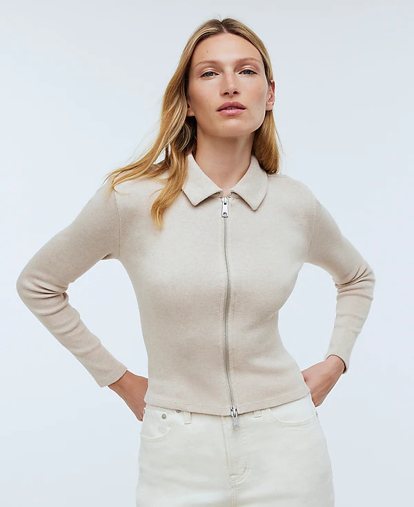 Ribbed Zip-Front Tee | Madewell | Madewell