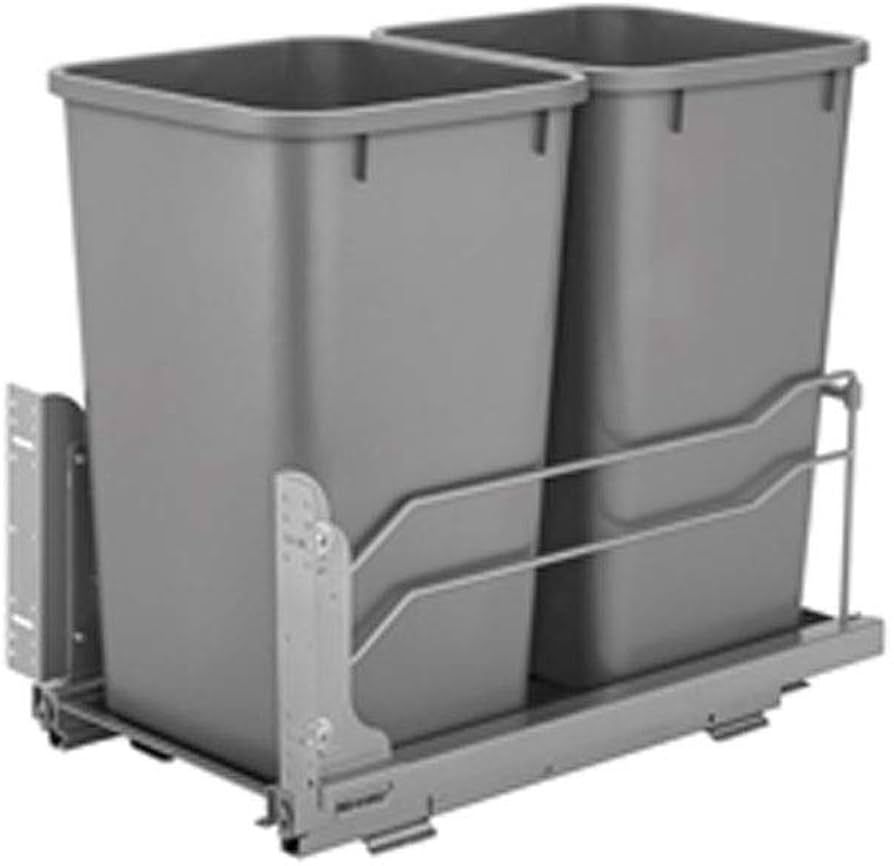 Rev-A-Shelf Double Pull Out Trash Can for Full Height Kitchen Cabinets 50 Quart 12.5 Gallon with ... | Amazon (US)