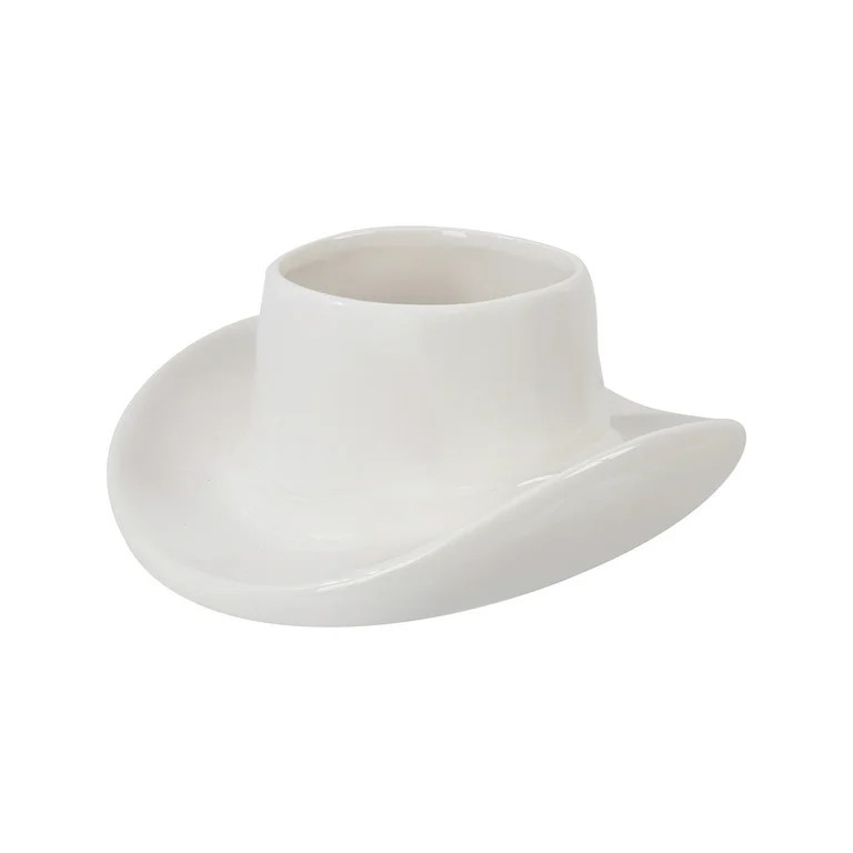 Mainstays 9.3" x 10.2" x 4.3" Round White Ceramic Cowboy Hat Planter | Walmart (US)
