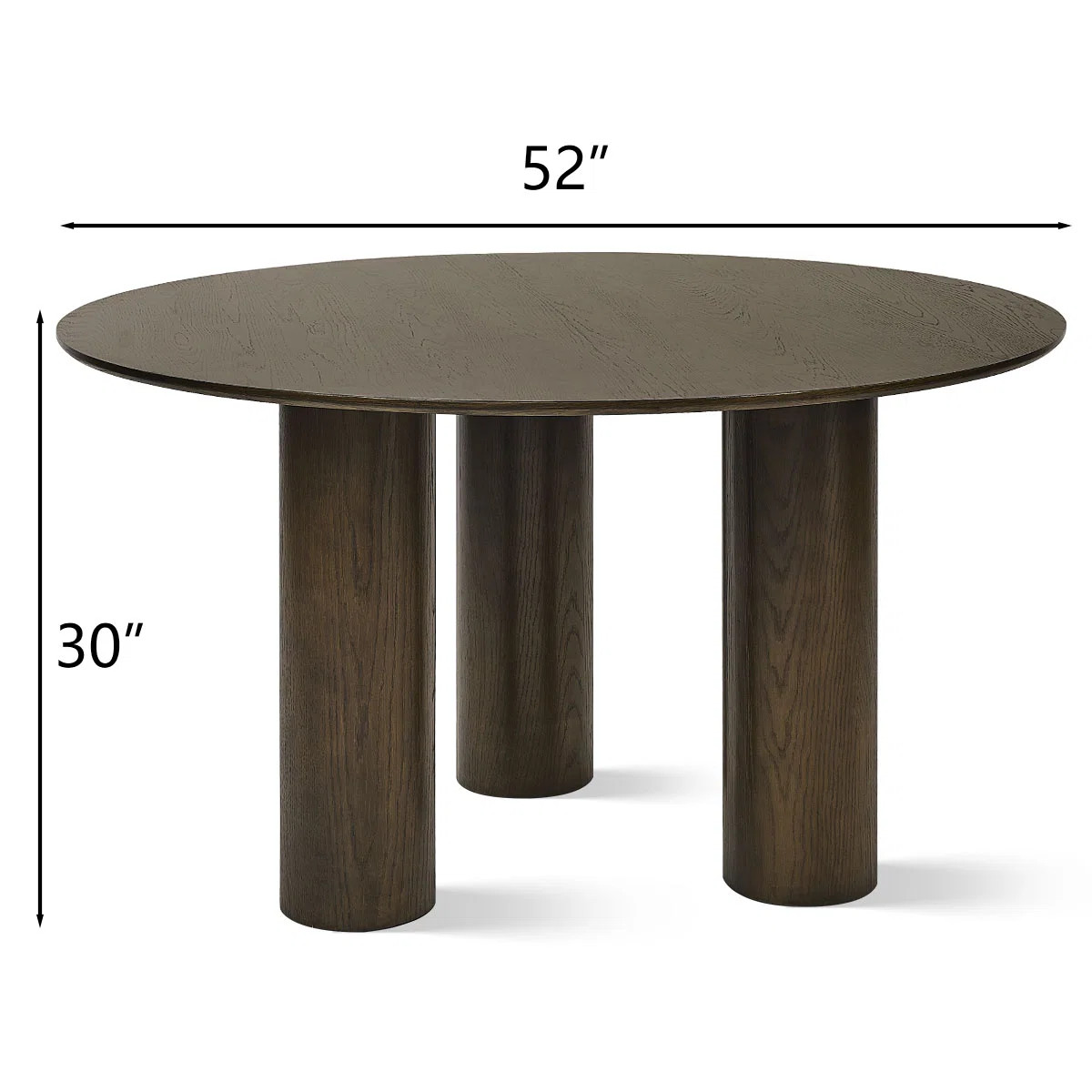 George Oliver Baxman 52" 3 Legged Rounded Solid Oak Wood Pillar Leg Dining Table & Reviews | Wayf... | Wayfair North America