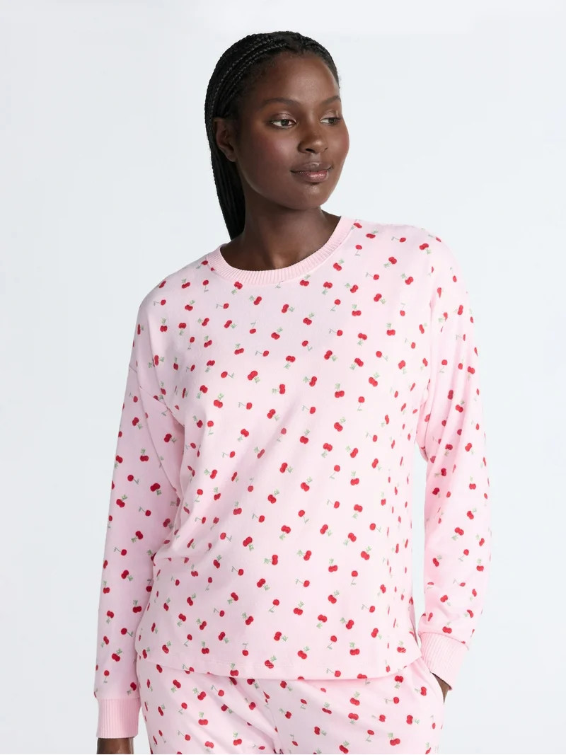 Joyspun Women's Cozy Lounge Collection Hacci Knit Sleep Top with Long Sleeves, Sizes XS-3X | Walmart (US)