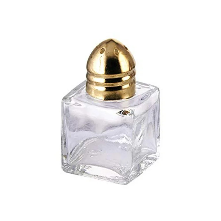 Mini Salt & Peppper Shakers Shaker, Cube Shape, Polished Gold Top, Glass Body - 1 Dozen | Walmart (US)