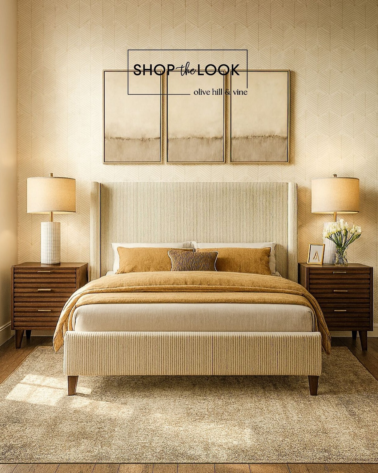 Taupe tones meet timeless design in this curated bedroom. A corduroy bed, mid-century nightstands, ceramic lamps, abstract art, and a washable rug come together for a look that's warm, modern, and effortlessly refined. 

 

#LTKHome #LTKStyleTip #LTKFamily