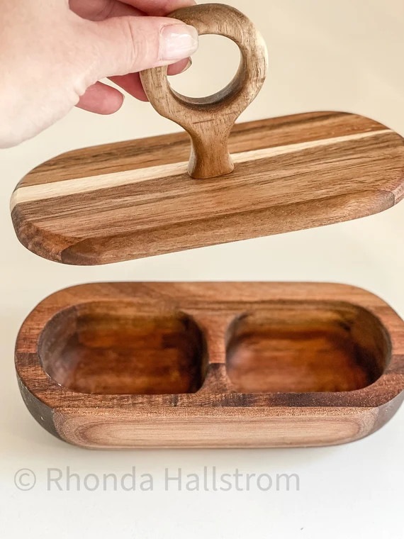 Wood Container/Salt and Pepper/Divided Container/Modern Wood Decor/Modern Wood Container/Kitchen ... | Etsy (US)