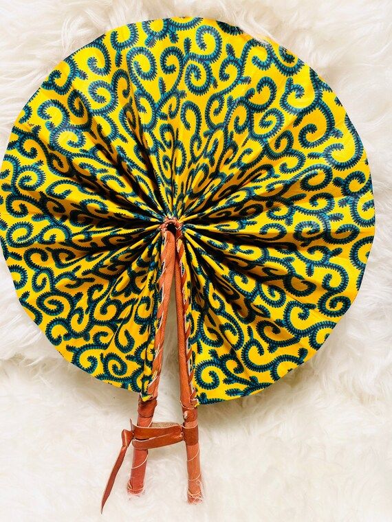 African Fabric Fan Ankara Fan Leather & Fabric Print Fan | Etsy | Etsy (US)