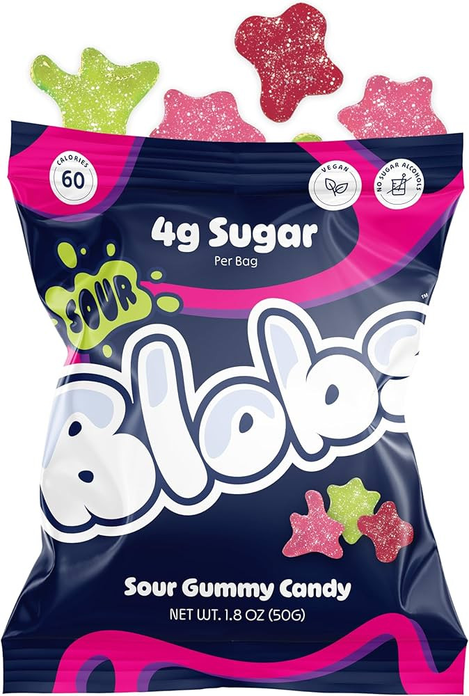 Blobs SOUR Gummy Candy Low Sugar & Low Calorie- No Sugar Alcohols, Vegan, No Dyes- Watermelon-Lyc... | Amazon (US)