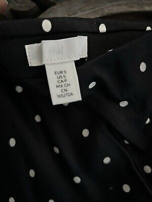 Satin Black Polkadot Skirt H&M Size Small | eBay US