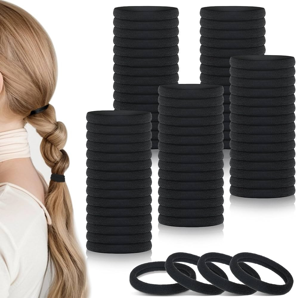 100PCS Black Hair Ties, Seamless Hair Ties Ponytail Holders Elastics Hair Accessories for Women G... | Amazon (US)