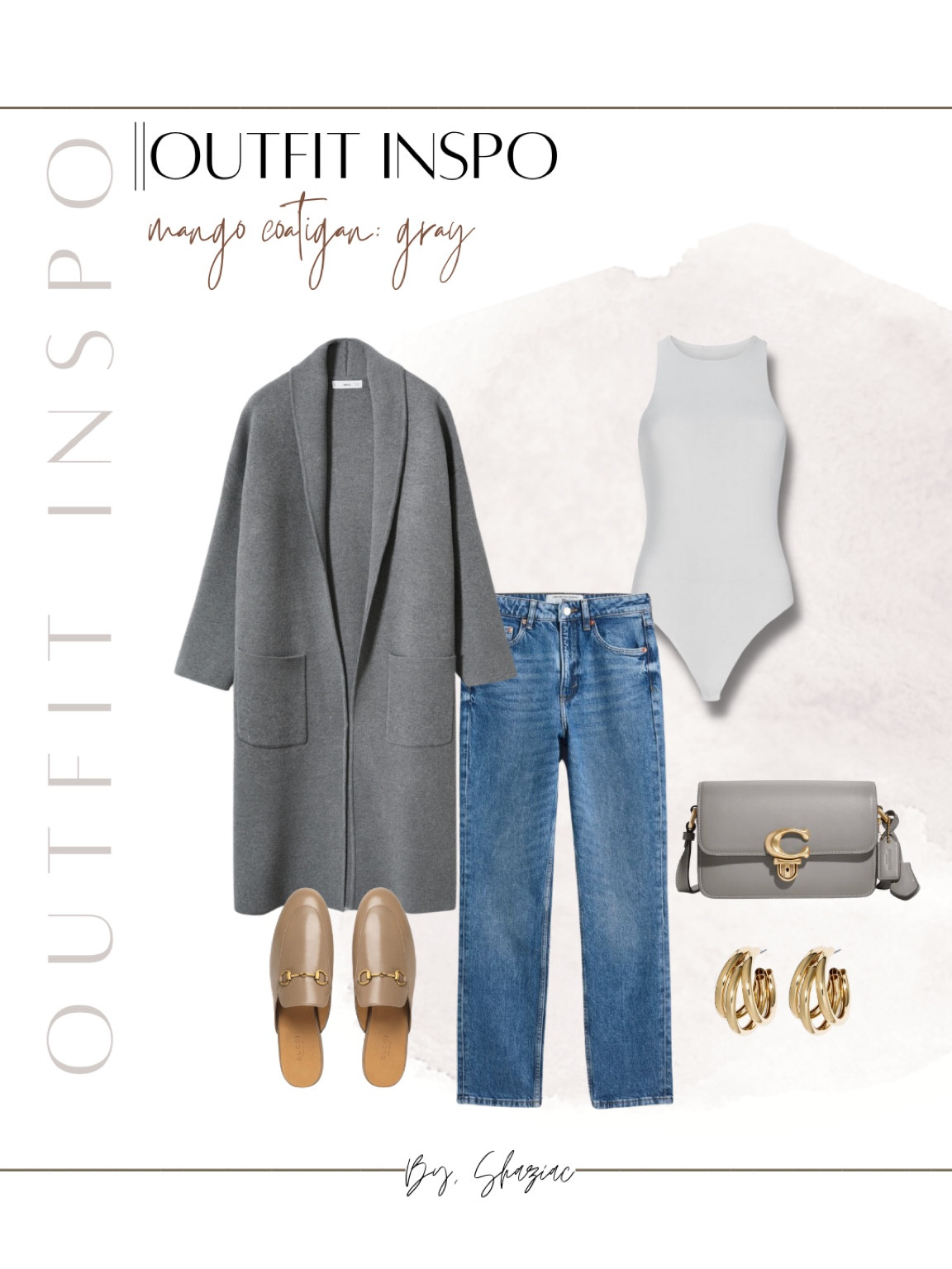 Outfit Inspo- Mango Coatigan in gray. 

Gucci Princeton mules. Coach crossbody. Target hoops. Express bodysuit. Straight leg jeans 

#LTKstyletip #LTKshoecrush #LTKhome