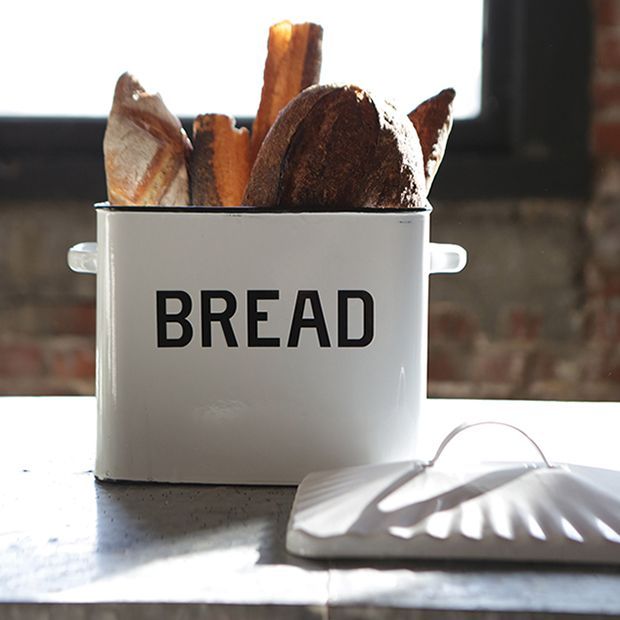 White Enameled Bread Box | Antique Farm House