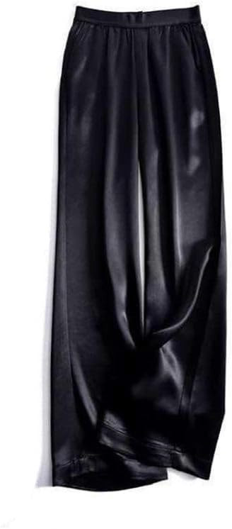 Women's Silk Wide Leg Pants, Loose Comfortable Straight Leg Casual Trousers, High Waist Elastic W... | Amazon (US)