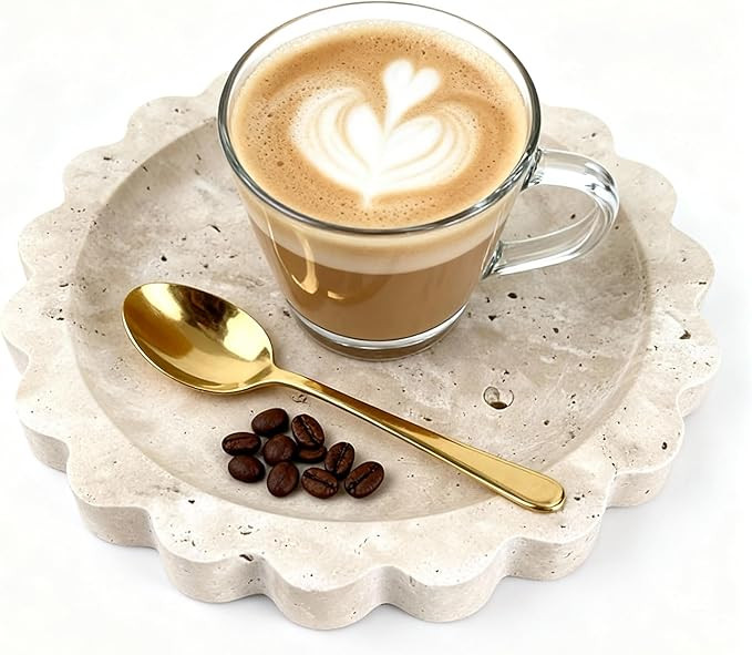 Natural Travertine Scalloped Edge Tray, 6.3"*6.3"Marble Ring Dish Jewelry Trinket Tray for Counte... | Amazon (US)