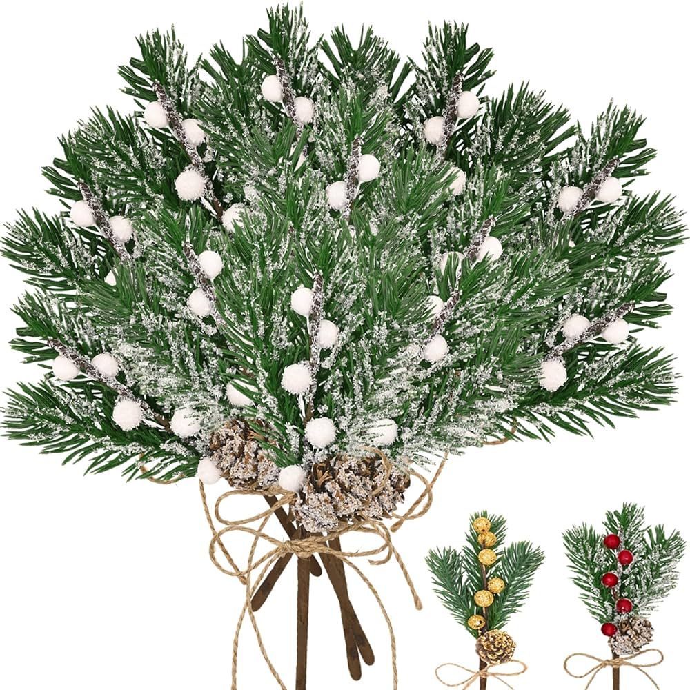 Yastouay Christmas Floral Picks and Sprays - 12 Pc Christmas Tree Picks with Sprays Artificial Sn... | Amazon (US)
