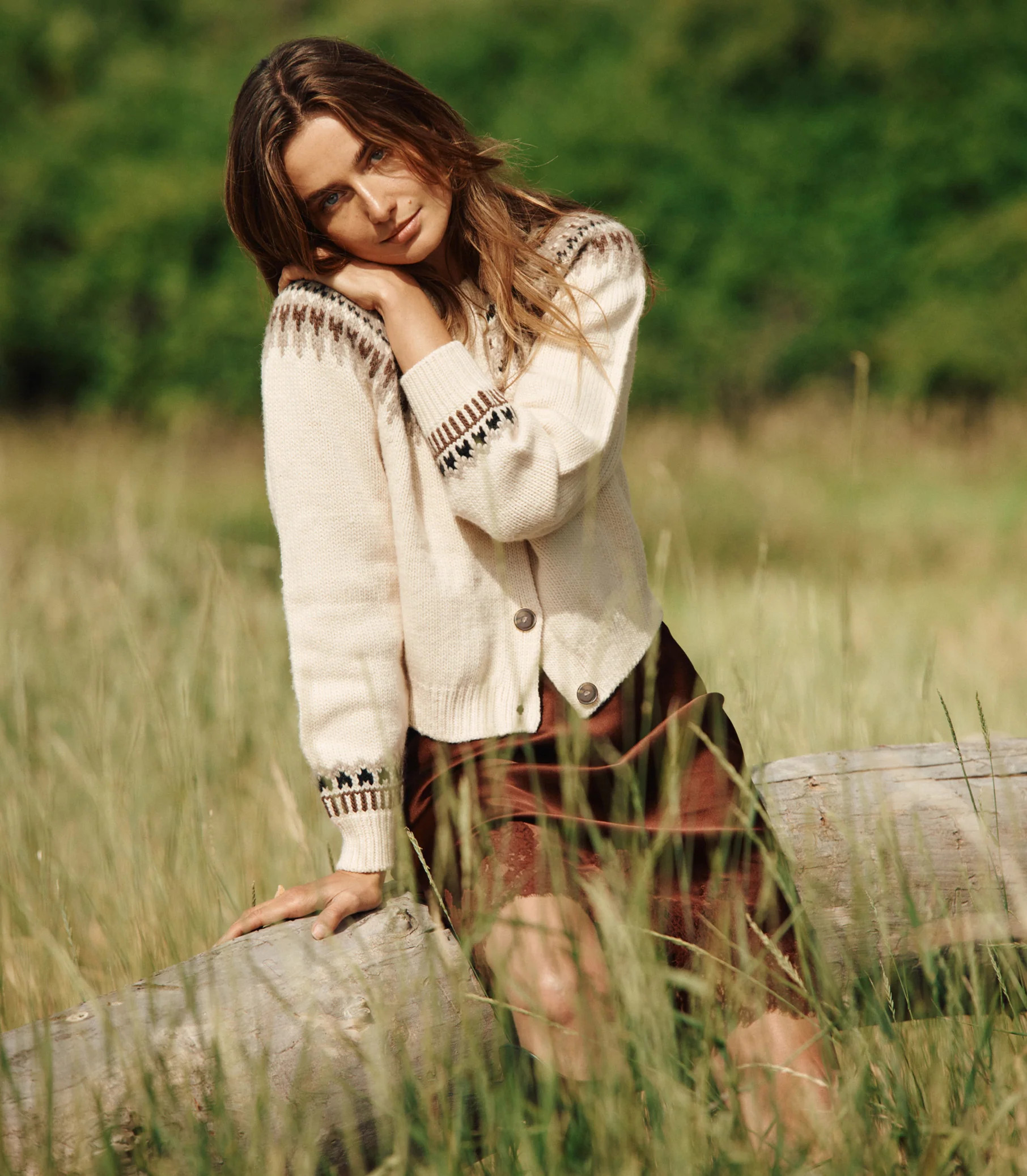 Clarke Cardigan - Oatmeal Olympia Fair Isle | DÔEN | DOEN