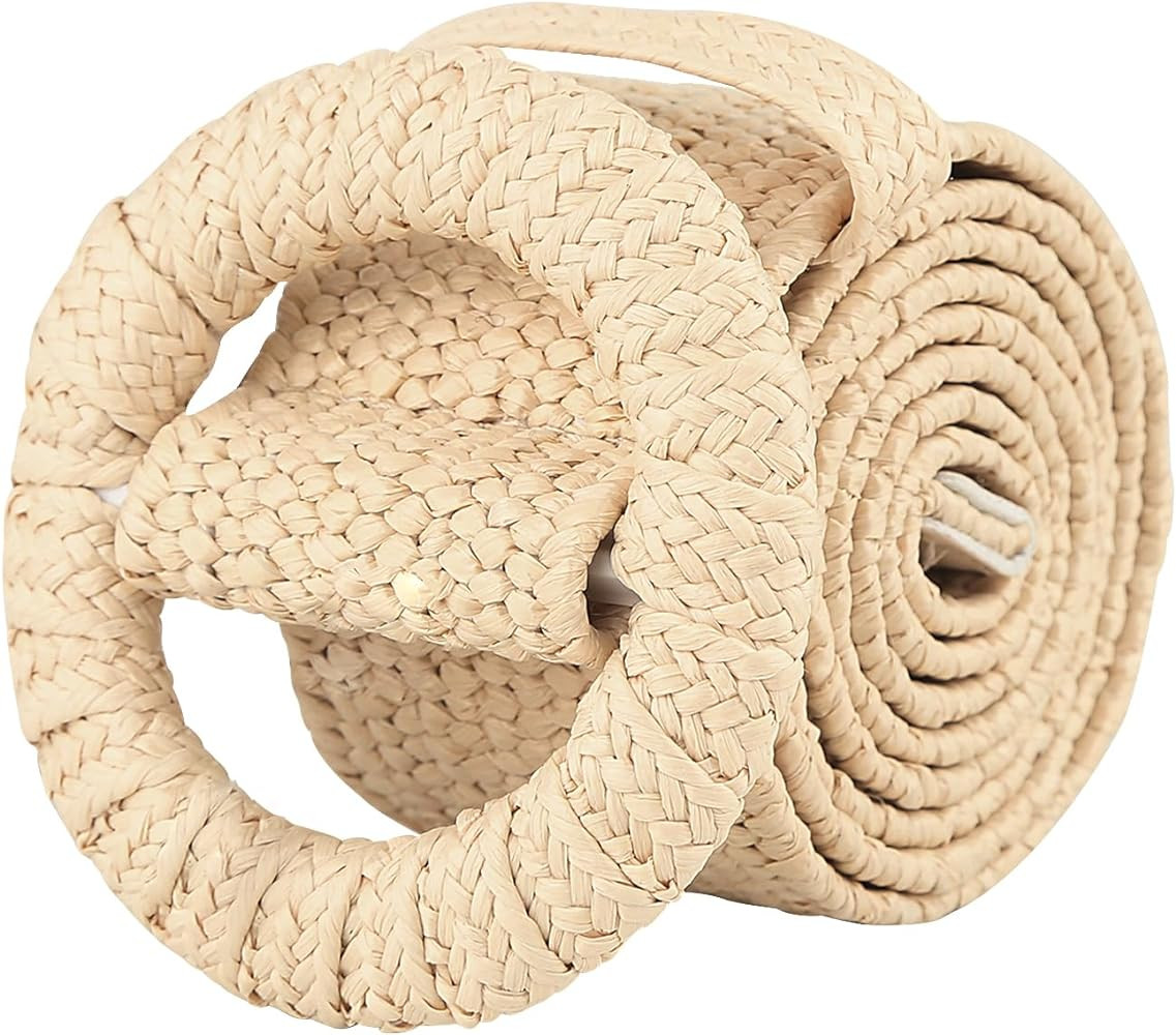 SeptCity Women Woven Rattan Wide Stretch Straw Belt | Amazon (US)