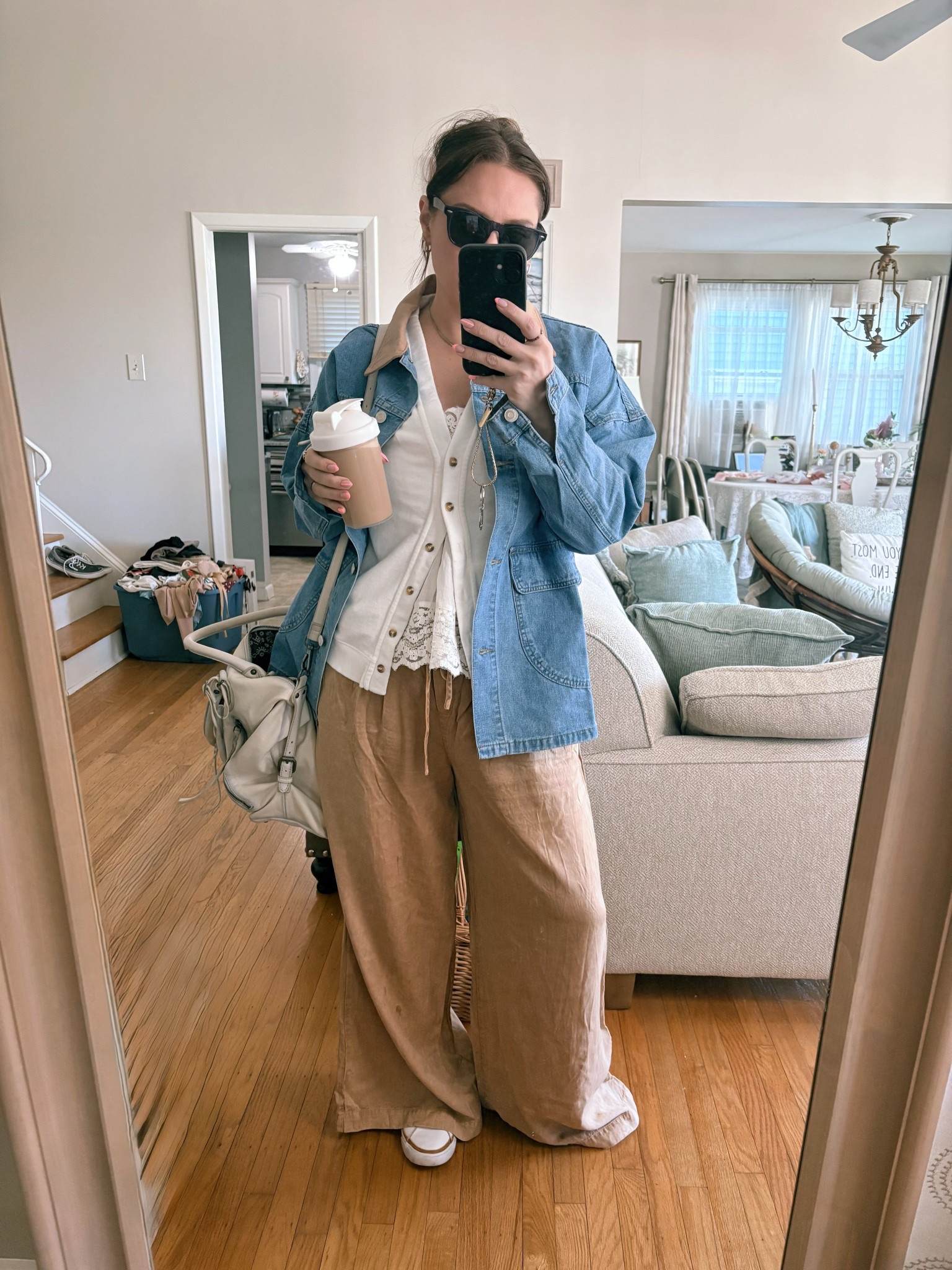 On the days that sweats aren’t acceptable but you’re sick of the cold and just wanna be comfy….. 

Cardigan - large- Free People 
Cami - large (could have gone med) -Free People 
Barn Jacket - large - Amazon (Free People dupe) 
Emerson Bag - Free People 

While this 👆🏼is what I’m wearing; exacts, dupes and other options are here 👇🏼

#freepeople #amazon #cozy #barnjacket 

#LTKootd #LTKOver40