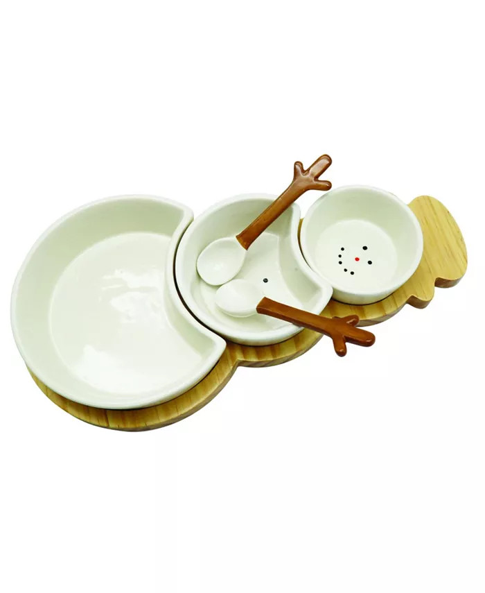 Snowman Three Part Server with Spoons, Set of 6 | Macy's