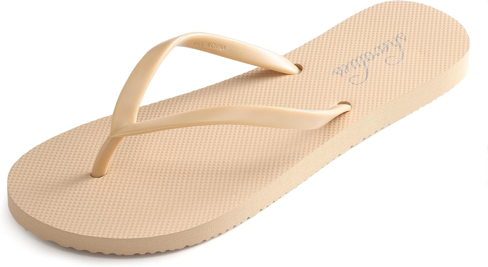 shevalues Slim Flip Flops for Women Beach Rubber Shower Shoes Basic Thong Sandals | Amazon (US)
