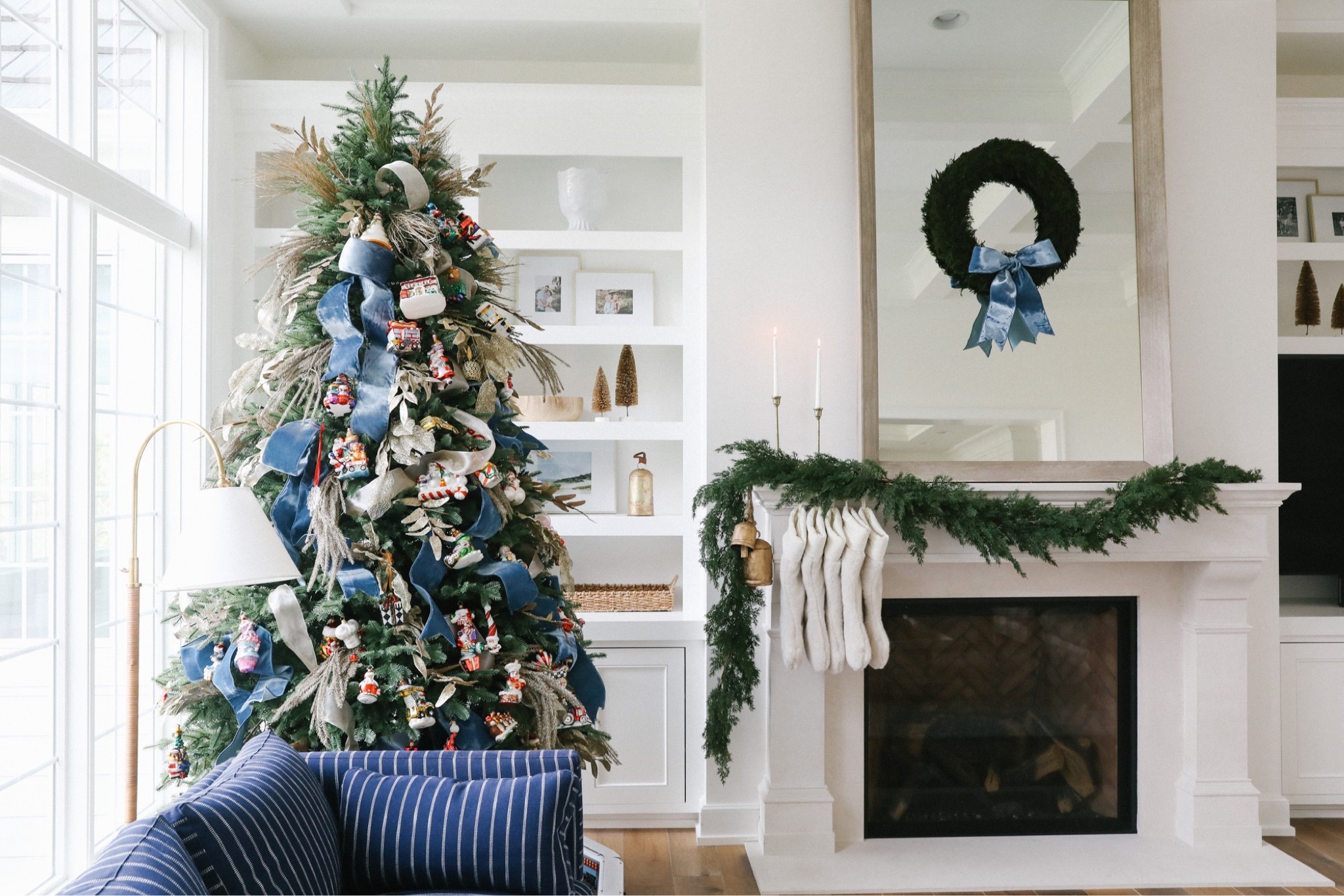 Christmas, Christmas tree, garland, Wreath,  velvet ribbon, Christmas decorations, Christmas decor, stockings, holiday decor, holiday decorations, brass bells, blue ribbon, blue velvet ribbon 

#LTKhome #LTKHoliday #LTKSeasonal