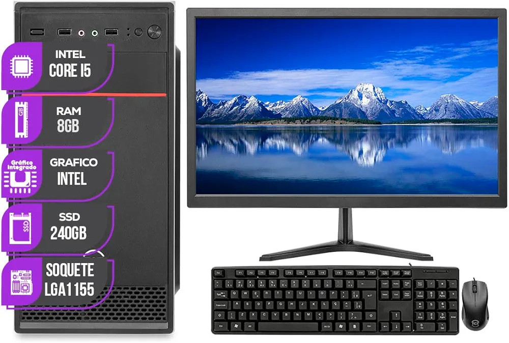 PC CPU Completo Mancer, Intel Core I5, 8GB De Memória Ram, SSD 240GB + Monitor 19" | Amazon (BR)