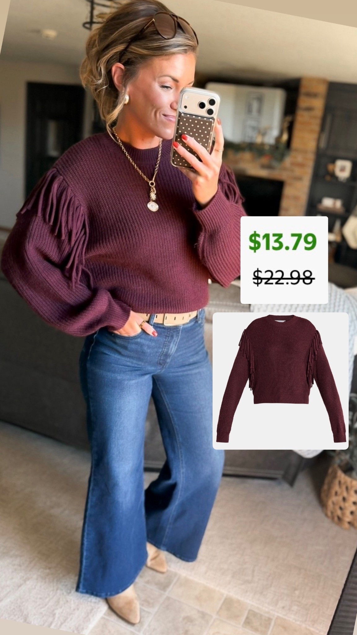 Sweater now on clearance 
Sweater / medium (size up if between sizes)
Jeans/8
Boots/tts 
#walmartpartner

#LTKSeasonal #LTKootd #LTKStyleTip