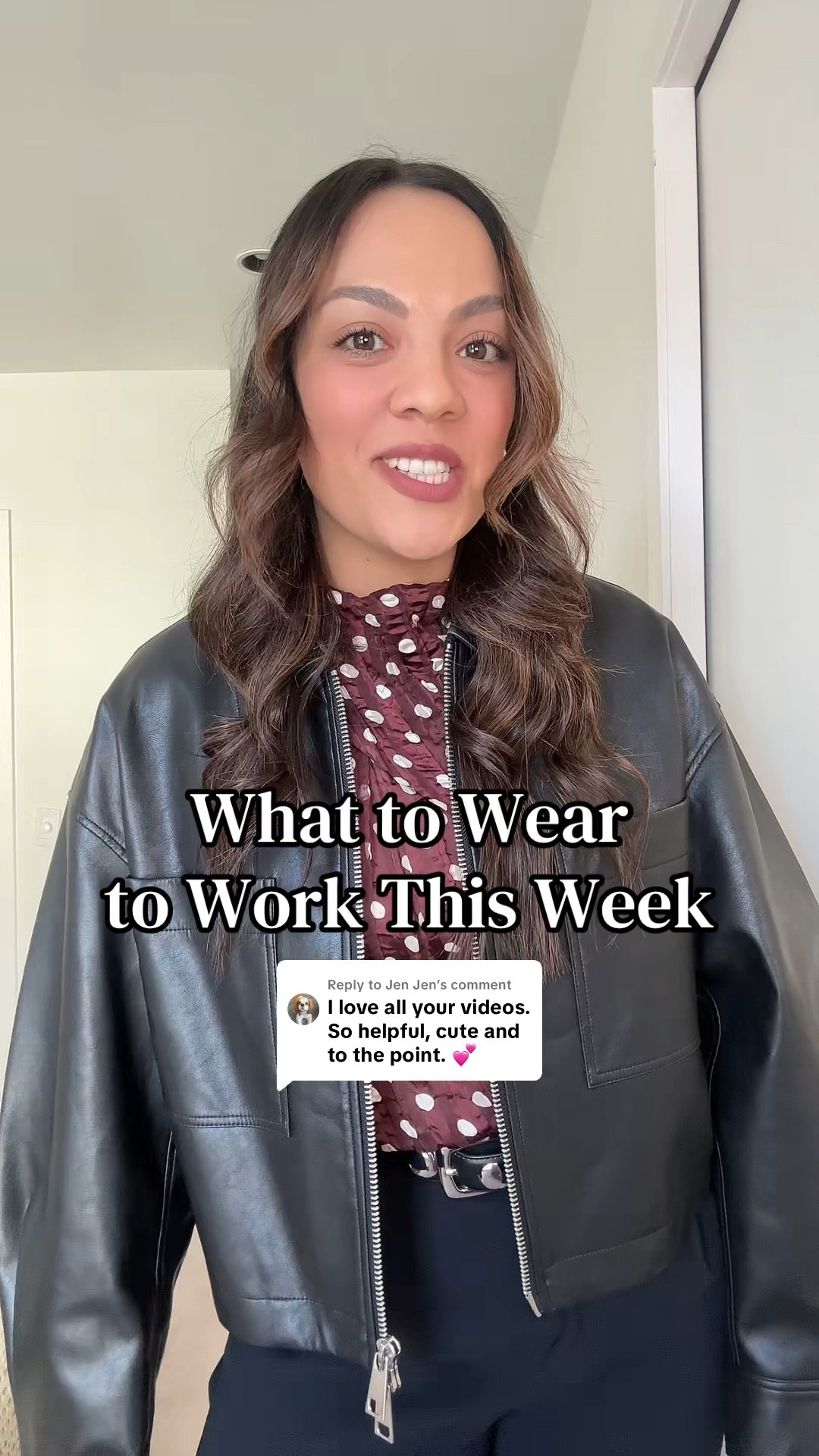 Here is what you can wear to work this week!

Monday:
-Aritzia high-rise black tailored pants, I have a size 10.
-Zara burgundy polkadot blouse, I have a size medium.
-Quince silver and black studded belt. I have a size medium.
-Fabrique black leather jacket, I have a size medium.
-Zara black kitten heels, similar options linked.
-Ganni leopard print tote bag.

Tuesday:
-Zara cream shirt, similar linked. 
-Zara dark wash long jeans, I have a size 8.
-Aritzia black oversized blazer, I have a size 10.

Wednesday:
-Zara brown T-shirt, I have a size large.
-Reformation brown suede collarless jacket, I have a size large.
-Aritzia black pencil skirt, I have a size 8.
-Zara dark beige suede high boots. 
-Abercrombie black belt.
-Longchamp tan le pilage bag. 

Thursday:
-Black wide leg linen trousers, similar options linked.
-Revolve snake skin print jacket, I have a size large.
-Aritzia black T-shirt, I have a size medium.
-Aritzia black and brass belt, I have a size medium.
-Madewell black leather bucket tote bag.

Friday:
-Citizens of Humanity medium wash baggy jeans. I have a size 29. 
-Aritzia taupe bomber jacket, I have a size medium.
-Zara asymmetrical lace tank top, I have a size medium.



#LTKootd #LTKWorkwear #LTKSpringSale